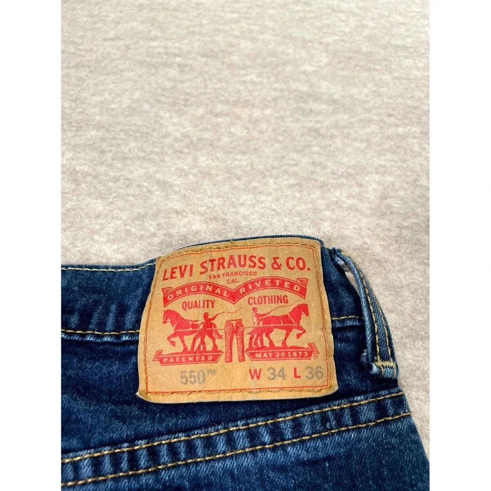 Levi's 550 Jeans Men 34x36 Blue Denim Cotton Stretch High‎ Rise Straight Leg